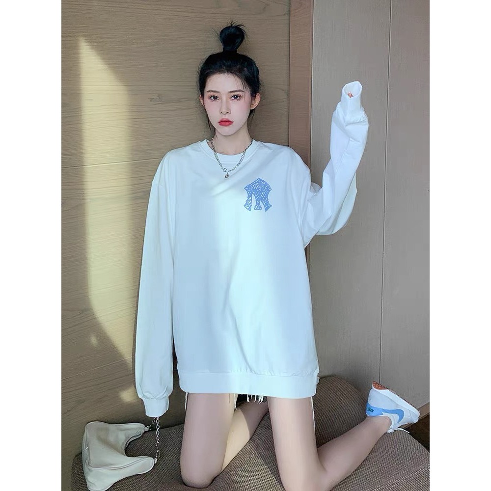 Áo Sweater nỉ da cá logo MLB xanh hai màu đen trắng, áo nỉ nam nữ đẹp may kĩ, áo nỉ đôi, áo nỉ đẹp