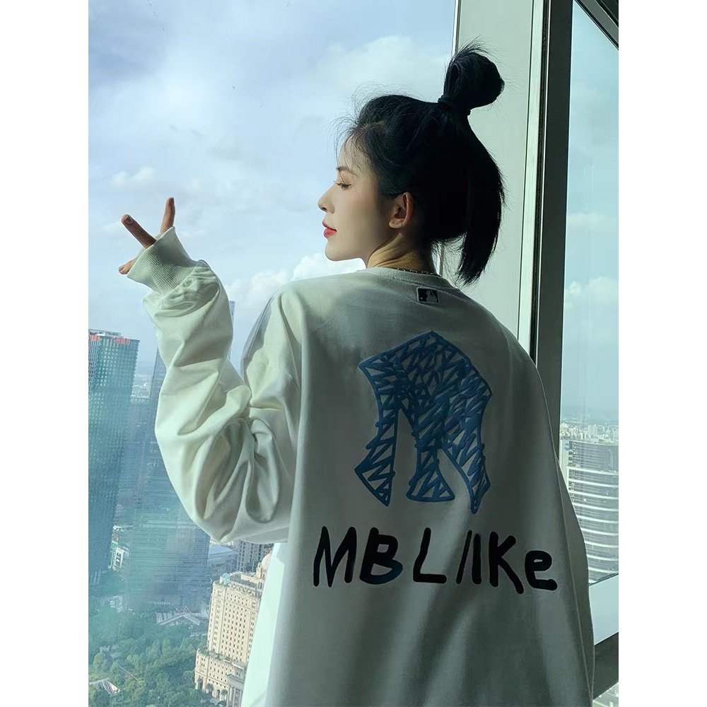 Áo Sweater nỉ da cá logo MLB xanh hai màu đen trắng, áo nỉ nam nữ đẹp may kĩ, áo nỉ đôi, áo nỉ đẹp