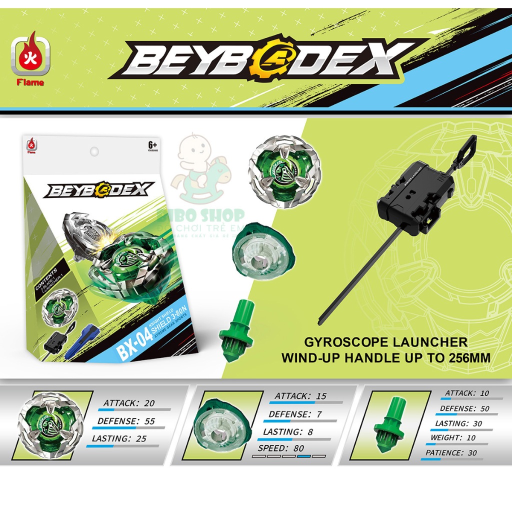 Con Quay BeybladeX BX04 - Knight Shield 3-80N | Beyblade BX04 Loại phòng thủ
