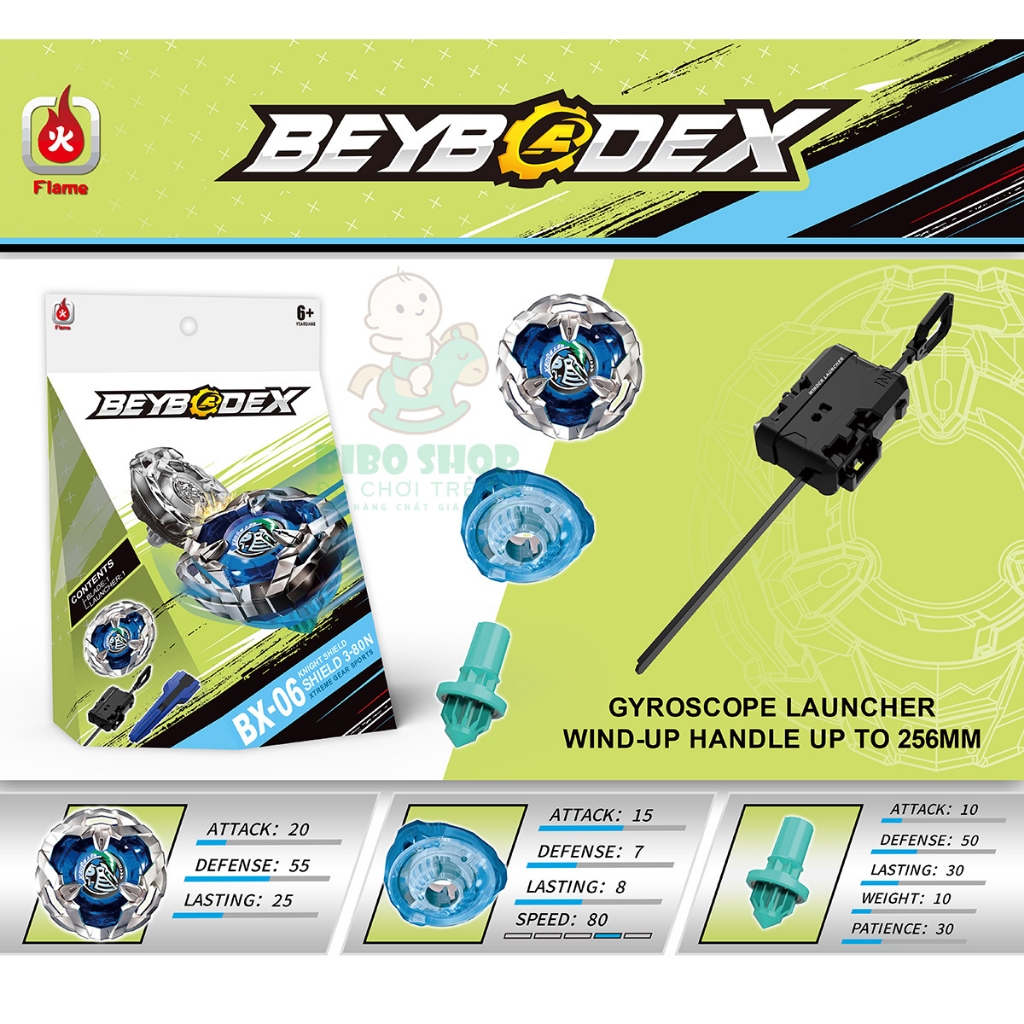 Con Quay BeybladeX BX06 - Knight Shield 3-80N | Beyblade BX06 Loại phòng thủ