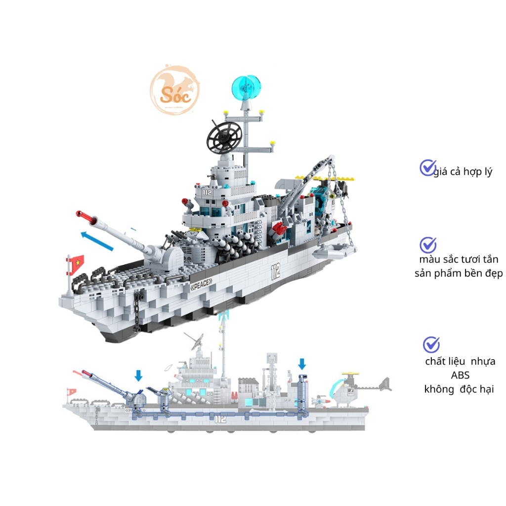 Đồ Chơi Xếp Hình Chiến Hạm 1560 Mảnh, đồ chơi trẻ em Tàu Chiến, BỘ ĐỒ CHƠI  XẾP HÌNH TÀU CHIẾN,đồ chơi trí tuệ