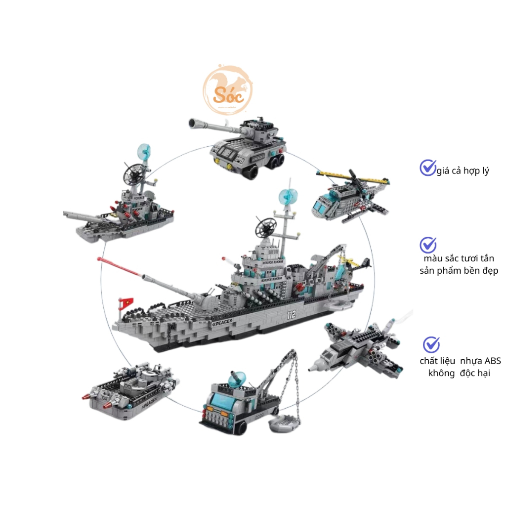 Đồ Chơi Xếp Hình Chiến Hạm 1560 Mảnh, đồ chơi trẻ em Tàu Chiến, BỘ ĐỒ CHƠI  XẾP HÌNH TÀU CHIẾN,đồ chơi trí tuệ