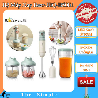 Bộ máy xay bear-jbq-b50e1 đa năng, 5in1, xay thịt, xay tỏi ớt, xay ăn dặm, đánh trứng cầm tay tiện lợi