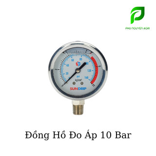 Đồng hồ đo áp 10bar,đo áp suất nước, hơi, khí dầu - chất liệu inox