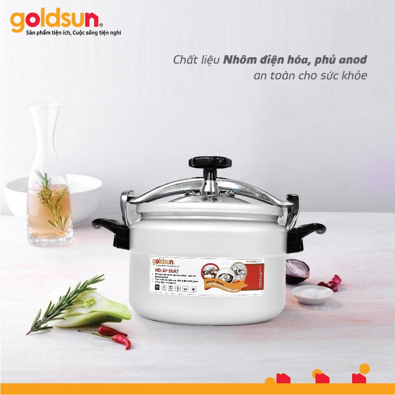 Nồi áp suất nhôm GOLDSUN GPC1930, nồi hầm đáy từ đa năng dung tích 4L,5L,7L,9L,11L dùng cho mọi loại bếp