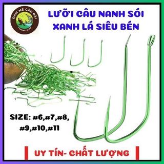Lưỡi câu cá nanh sói xanh lá không ngạnh siêu bền chắc , gía siêu rẻ giá bán /50 cái