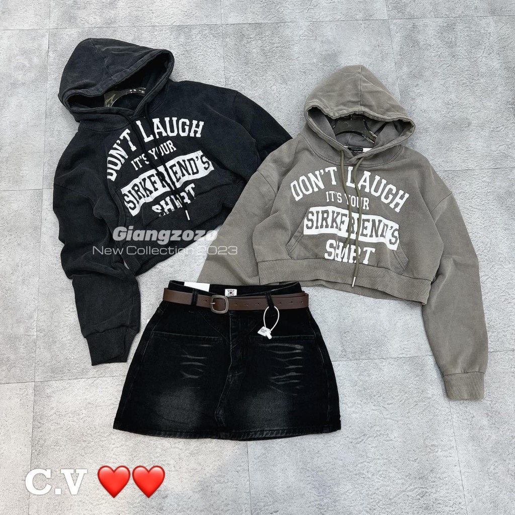 Áo hoodie dáng ngắn crotop dành cho nữ hàng QCL1