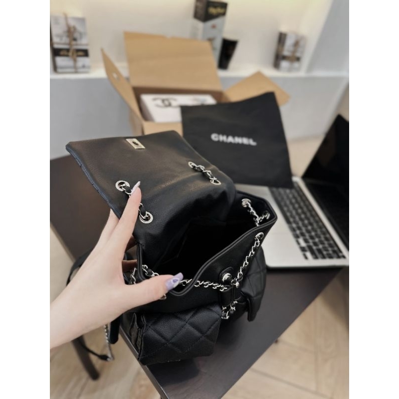 Balo ô trám rút dây da hạt 2 ngăn hộc ví 23cm