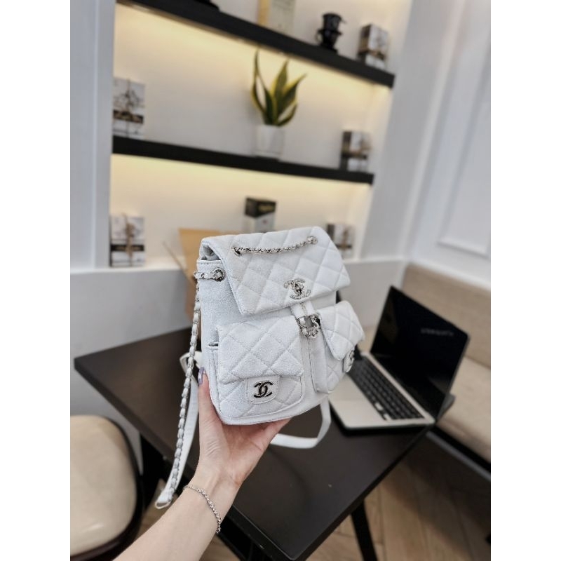 Balo ô trám rút dây da hạt 2 ngăn hộc ví 23cm