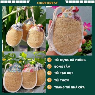 (Mộc Xơ) Bông Tắm Xơ Mướp, Túi Tạo Bọt Xà Phòng, Túi Đựng Xà Phòng, Tẩy Tế Bào Chết