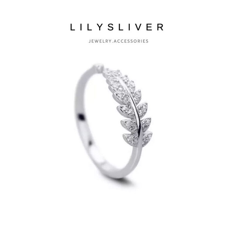 Nhẫn bạc hình chiếc lá chất liệu bạc ta - Lily Silver