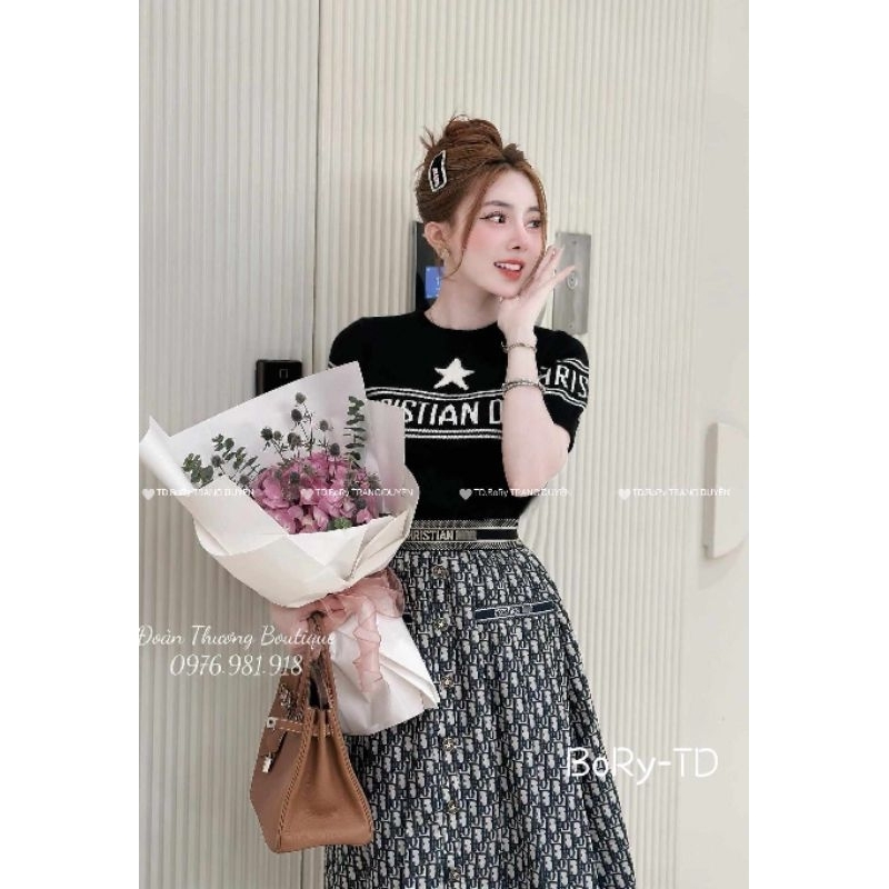 Áo len ngắn tay chữ D ngôi sao hàng QCL1