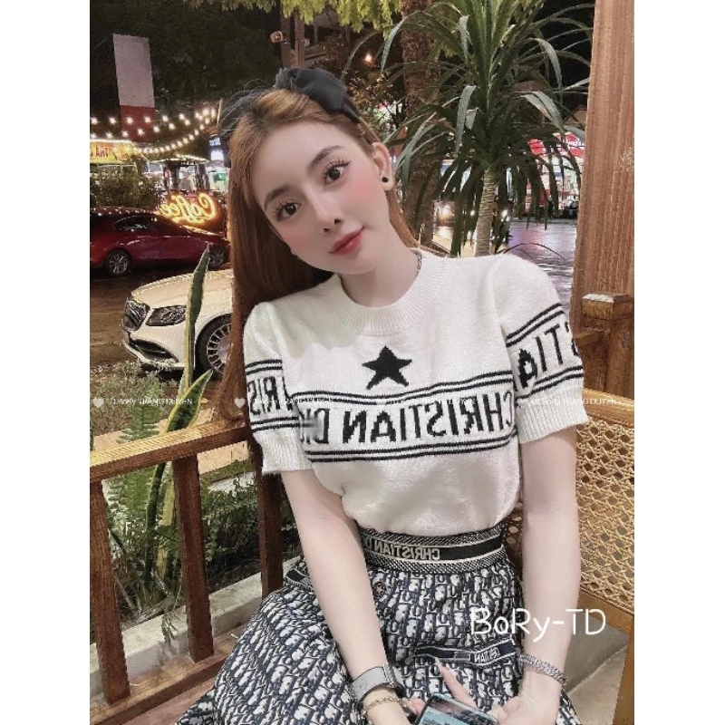 Áo len ngắn tay chữ D ngôi sao hàng QCL1