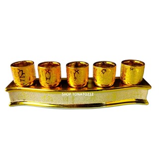 CHUNG BỘ 5 LY THỜ CÚNG KIM SA 091 CAO 8CM