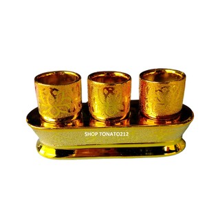 Chung bộ 3 ly thờ cúng kim sa 094 cao 8cm