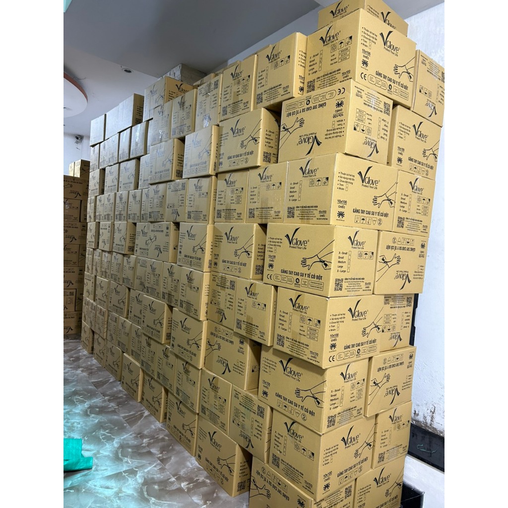 Găng Tay Vglove Latex Không Bột Màu Trắng - Thương Hiệu Vglove