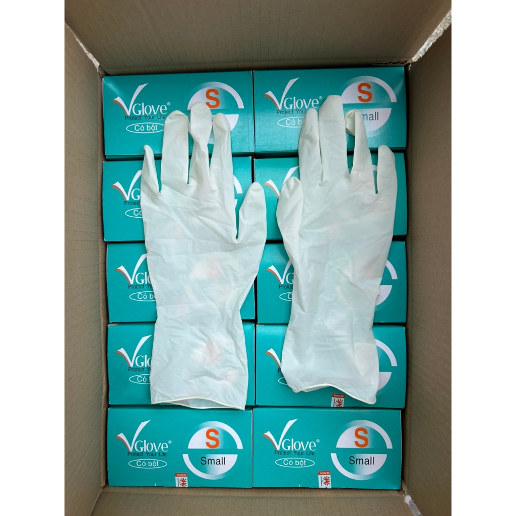 Găng Tay Vglove Latex Có Bột Màu Trắng - Thương Hiệu Vglove