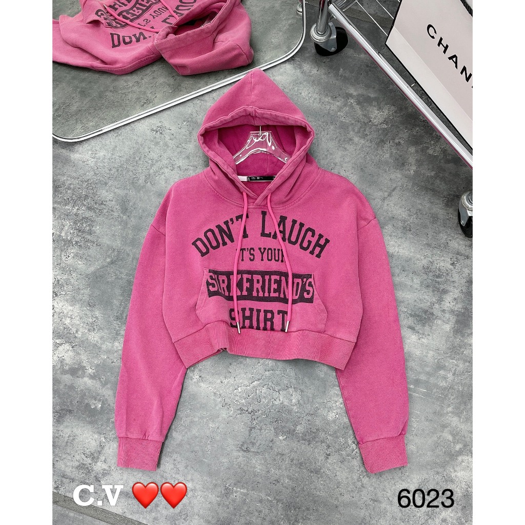 Áo hoodie dáng ngắn crotop dành cho nữ hàng QCL1