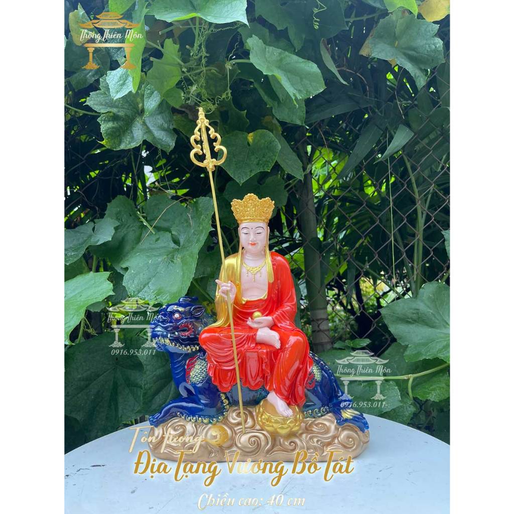 Tôn tượng Địa Tạng Bồ Tát cưỡi Đề Thính - 40cm