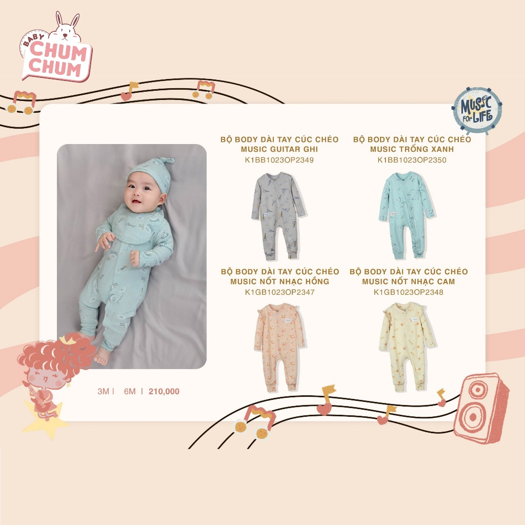 Bộ Body Dài Tay Cúc Chéo Music CHAANG AW23D12
