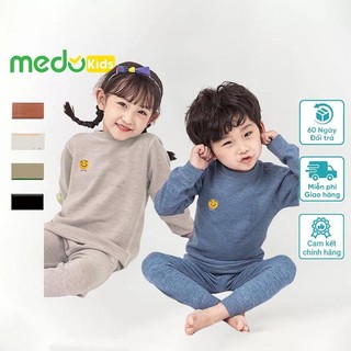 Đồ bộ dài tay thu đông cho bé MEDOKIDS chất da cá lụa hình mặt cười , quần áo cho bé từ 10- 32kg