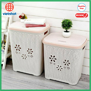 Giỏ nhựa đựng đồ có nắp dáng cao nhựa Việt Nhật 5159
