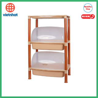 Kệ úp chén đĩa 2Tầng có nắp đậy nhựa Việt Nhật (Kích thước 34 *47.7 *49)