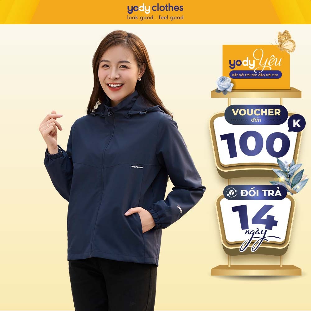 [VOUCHER 20%] Áo khoác gió nữ 3C Plus YODY 2 lớp cao cấp cản bụi chống thấm nước có mũ tháo rời AKN5040