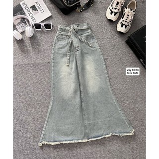 Chân váy jean đuôi cá kèm dây thắt - 8023/8024