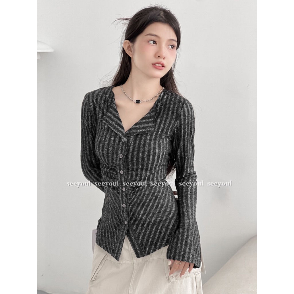 Áo len kiểu nhún ngực basic-4456