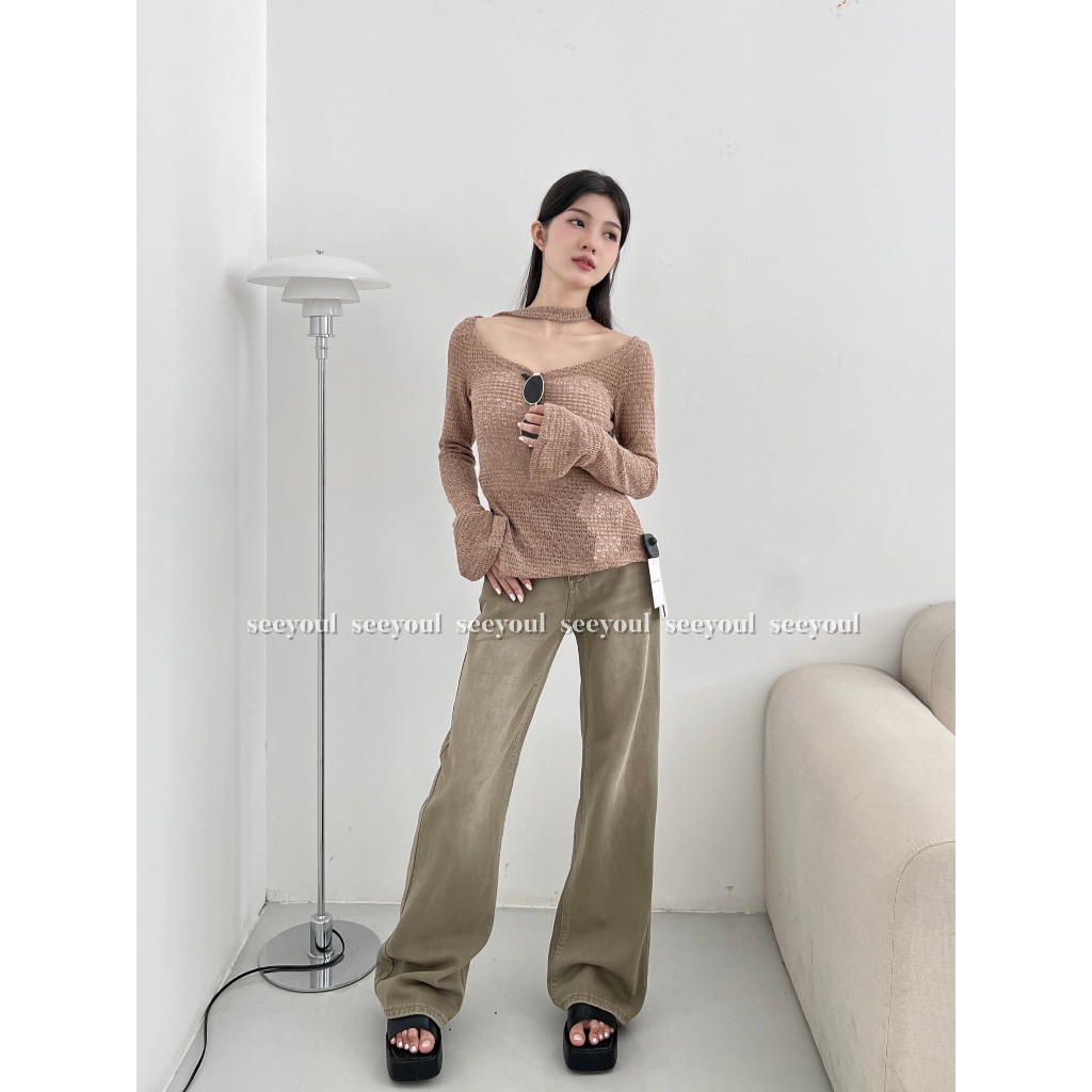 Áo kiểu basic dệt lưới-4446