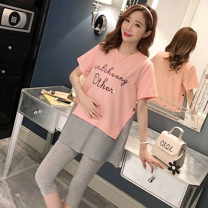 Áo bầu cotton phối kẻ _hình thêu sắc nét _xả hàng