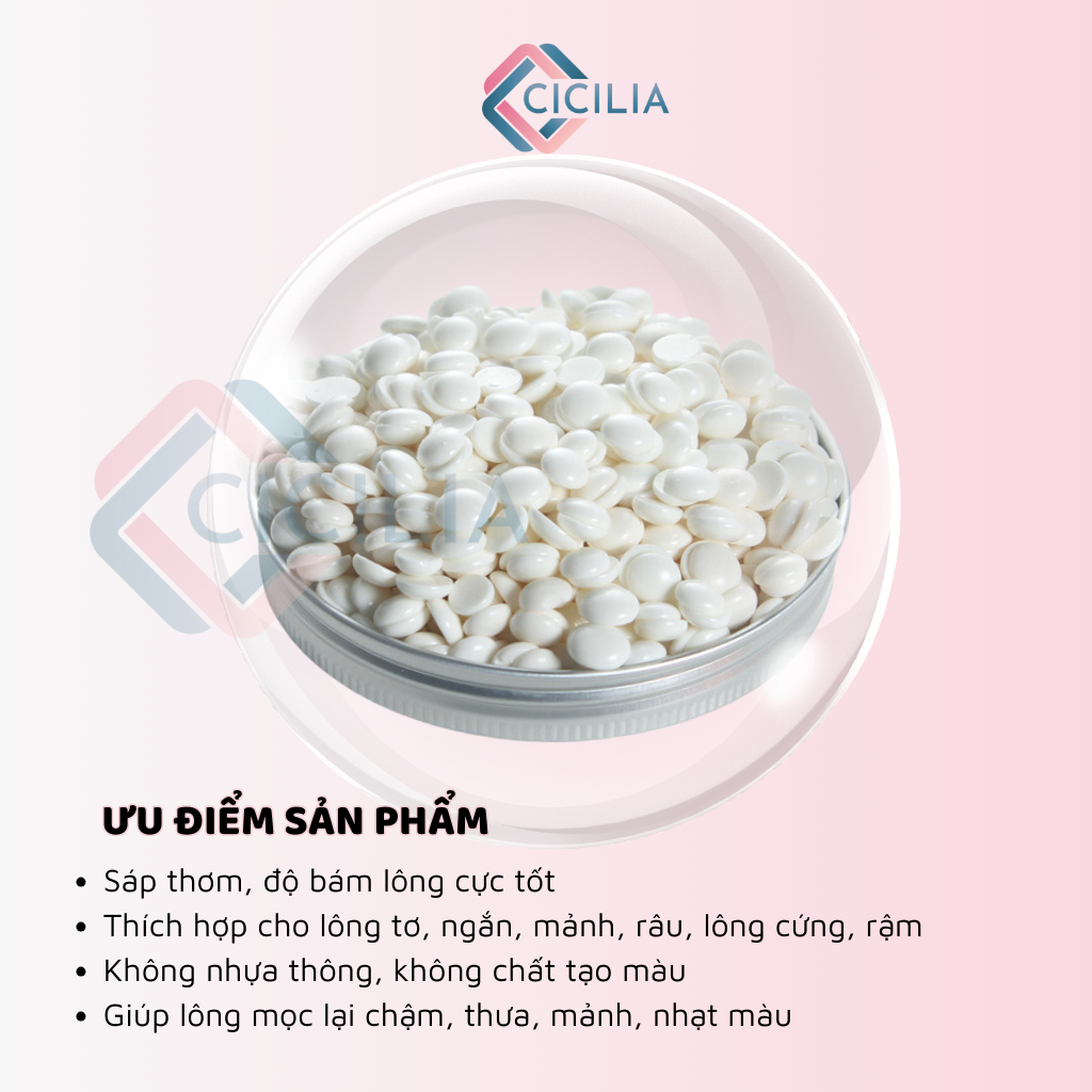 Sáp Wax Lông Premium Chuyên Dành Cho Da Nhạy Cảm, Làm Sạch Tới 99% Tặng Kèm Que CICILIA 1010
