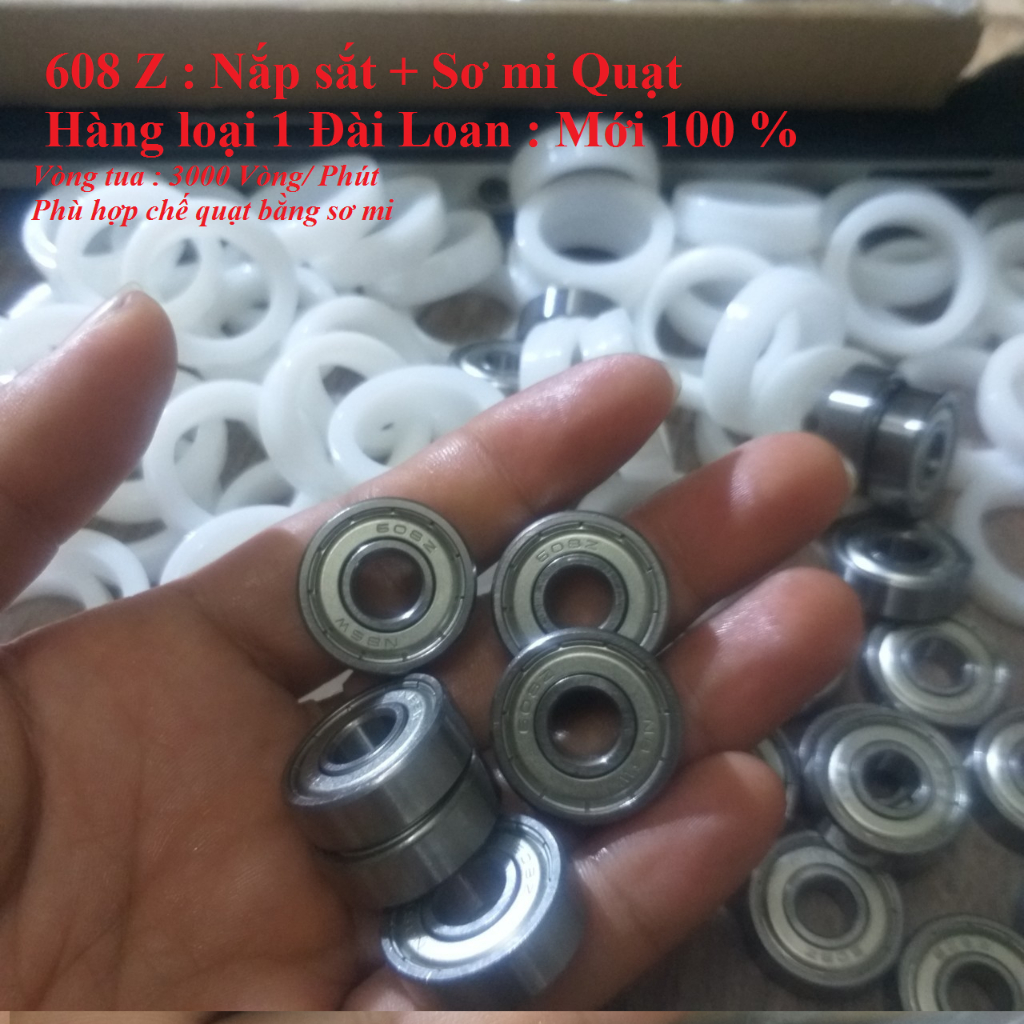 Vòng bi 608 Đài Loan Loại 1 Vòng tua 3000 vòng/ Phút chuyên dùng cho sơ mi quạt