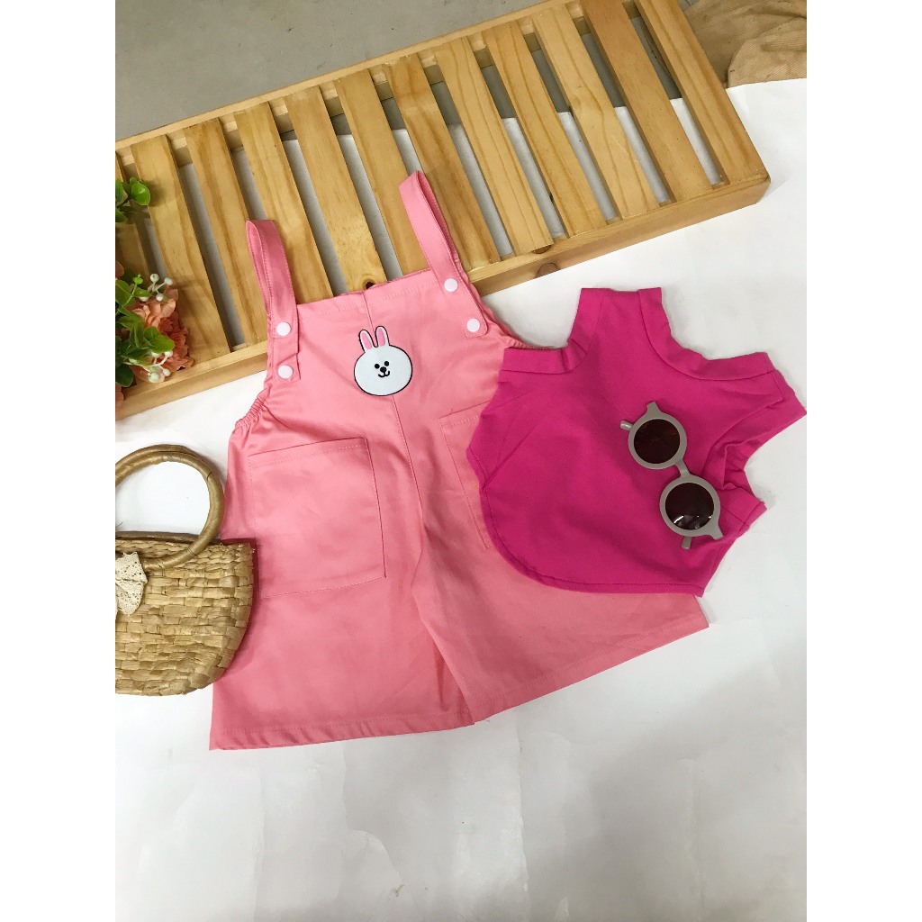 Bộ yếm và áo hồng cho bé 6-18kg