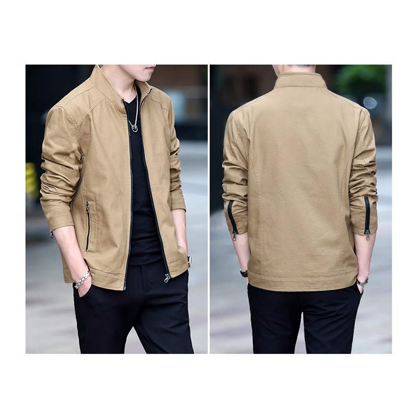 Áo khoác kaki nam phong cách sang trọng có túi trong-Kaki05