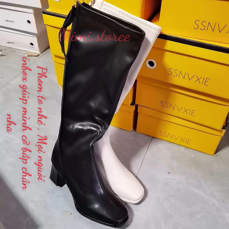 Bốt đùi đế cao 6cm , Boots đùi chất da lót nỉ siêu mềm êm chân mã A806