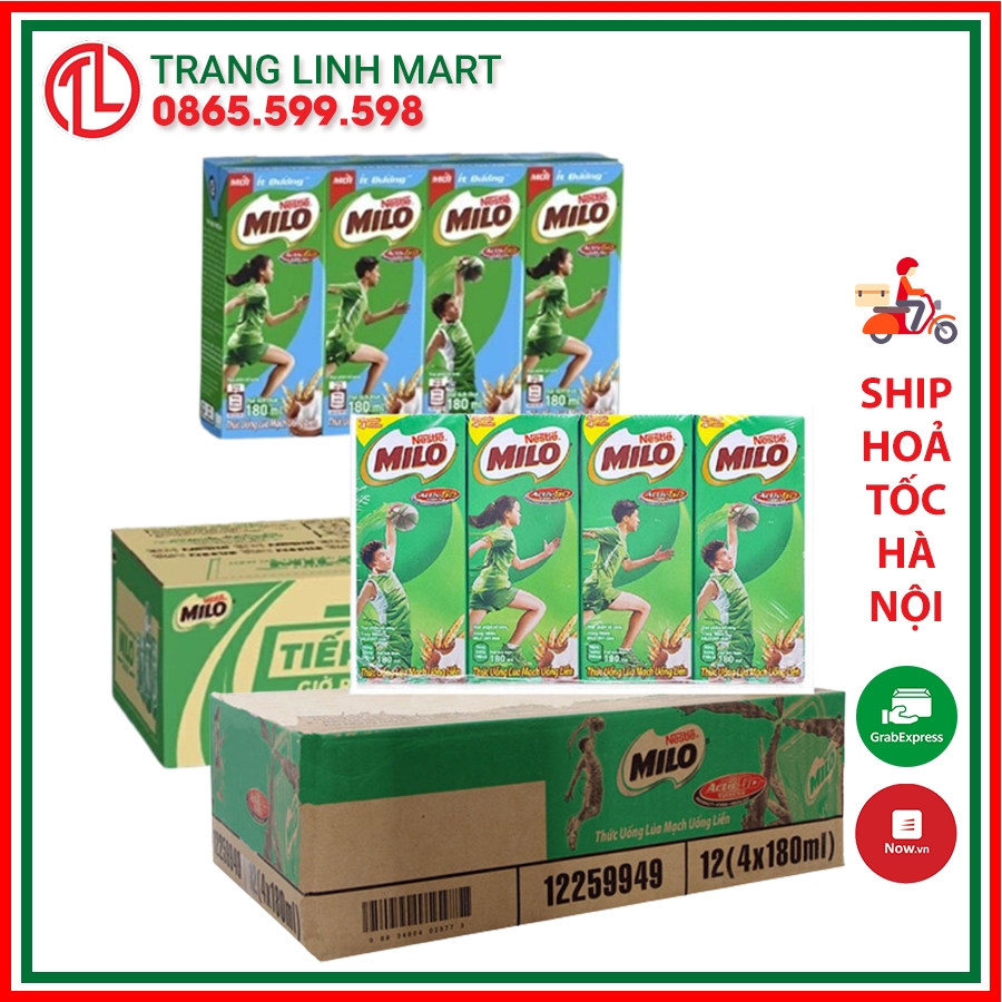 Thùng 48 hộp sữa lúa mạch Milo 180ml