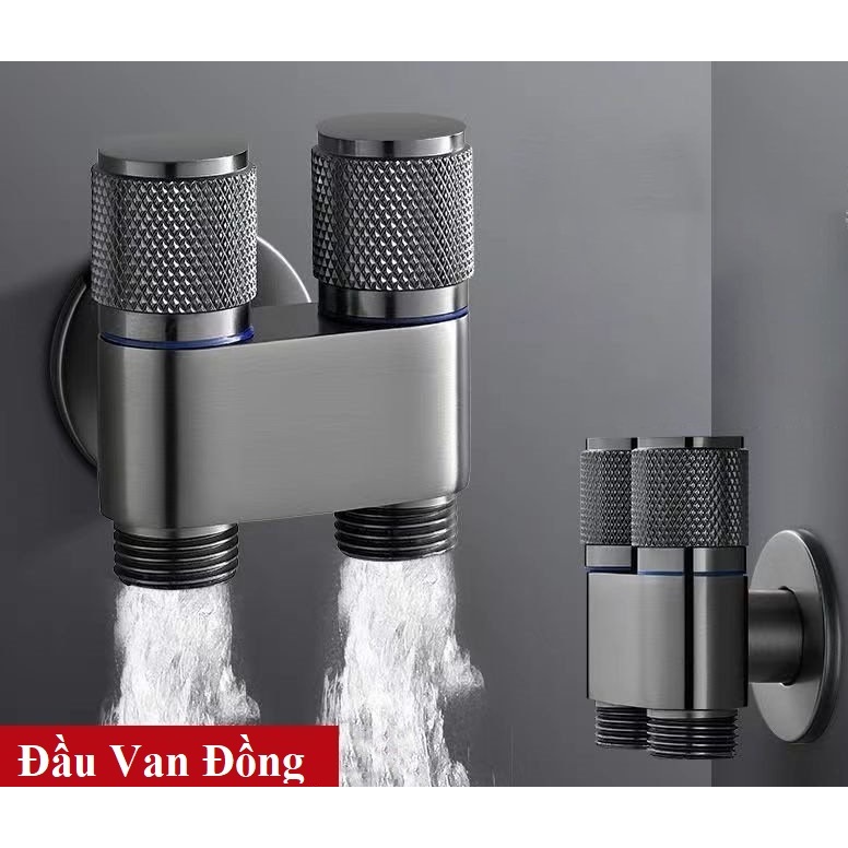 Bộ Vòi Xịt Nhà Vệ Sinh Tăng Áp Chia 2 Đường Nước Chất Liệu INOX và Đồng - OENON