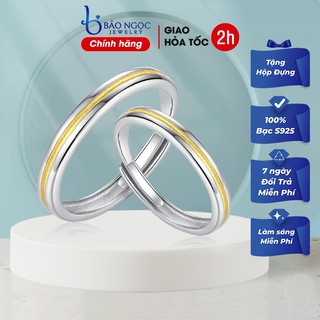 Nhẫn Đôi Nam Nữ Bạc ITALY S925 Màu Trắng Sáng Cao Cấp ND2519 Bảo Ngọc Jewelry