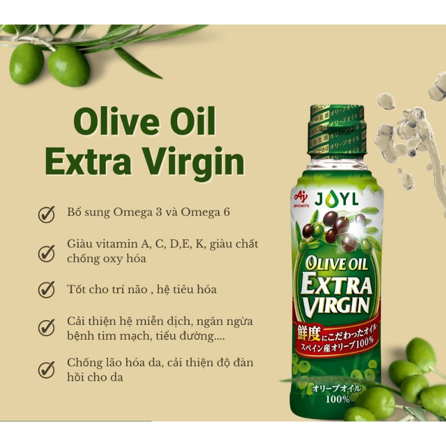 DẦU OLIVE CHO BÉ ĂN DẶM AJINOMOTO NHẬT BẢN EXTRA VIRGIN