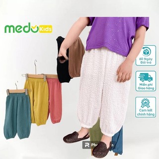 Quần dài bo gấu Medokids chất xốp mềm cho bé được thiết kế thoải mái, quần chống muỗi cho bé 10- 32kg