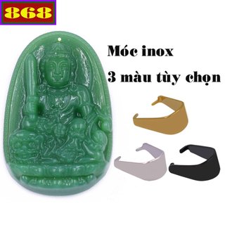 Mặt dây chuyền Phật Văn thù đá xanh lá kèm móc inox - Phật bản mệnh, mặt dây chuyền