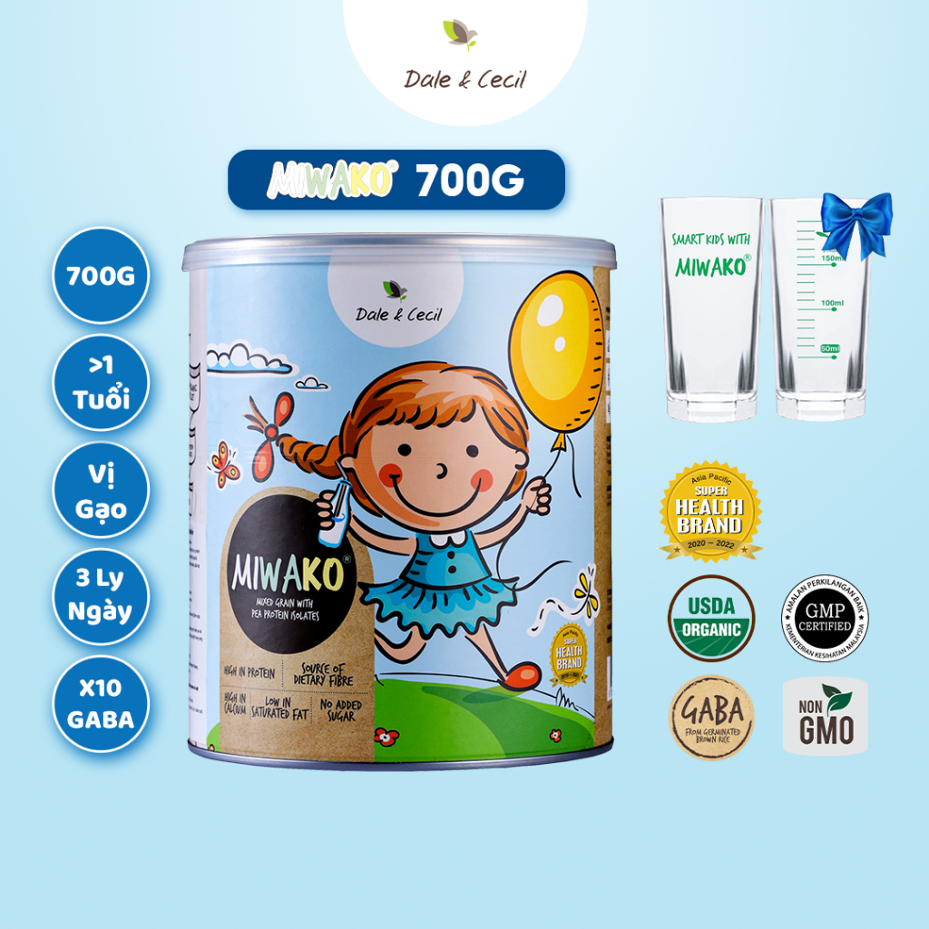 Sữa Công Thức Hạt Hữu Cơ MIWAKO Hộp 700g x 1 Hộp Vị Gạo Đạm Lành Dễ Uống - Miwako Official Store