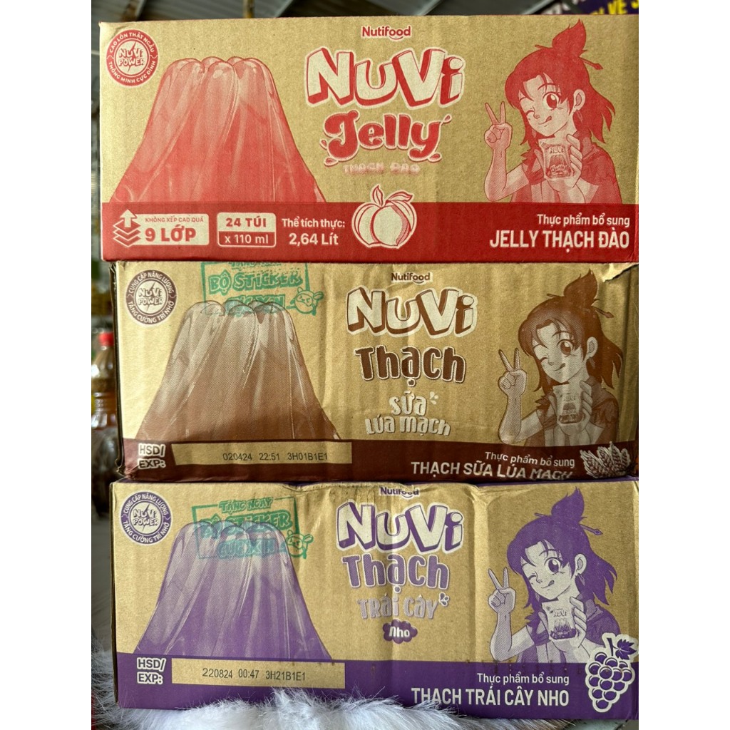 Thùng sữa nuvi thạch túi đủ vị