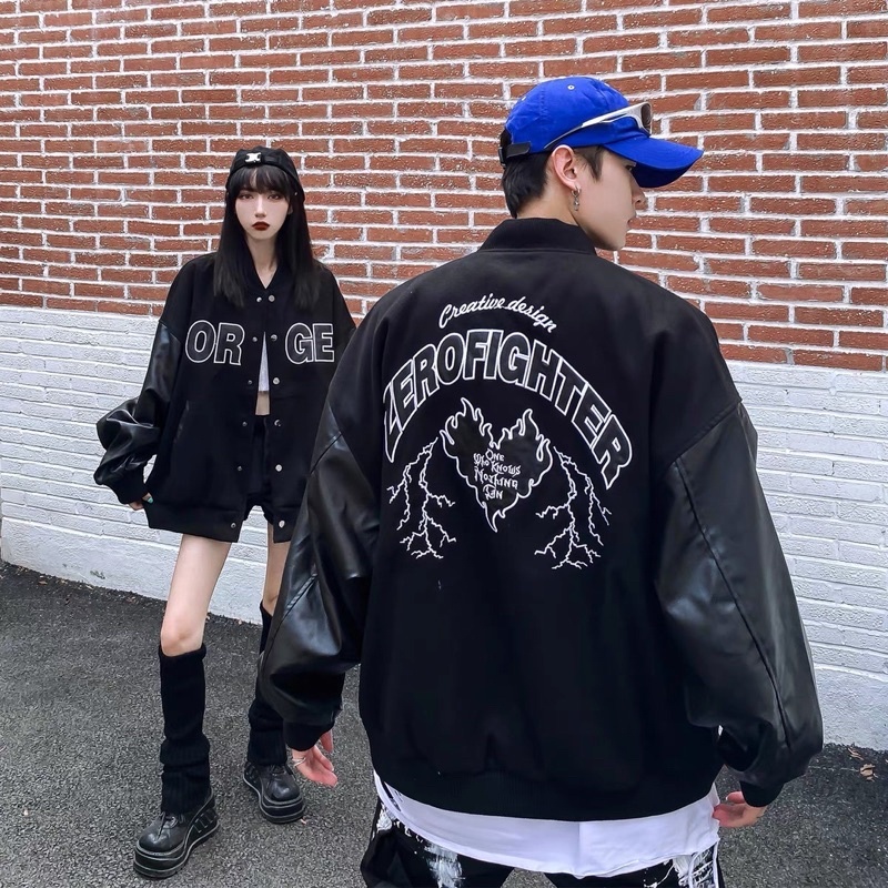 Áo khoác bomber, áo khoác forget phối tay da siêu xinh siêu chất cực kì dễ mix T13