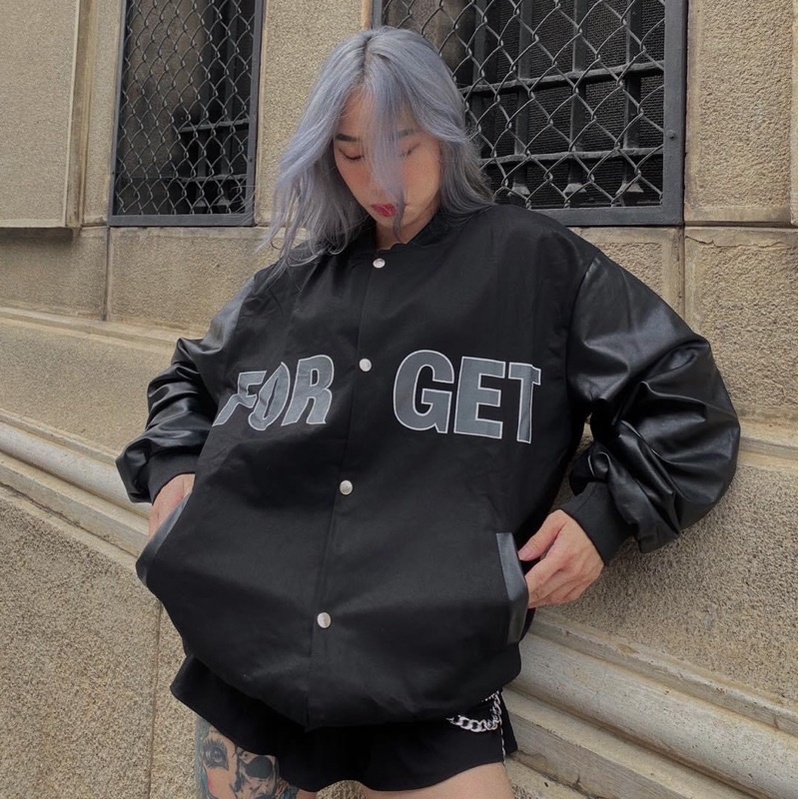 Áo khoác bomber, áo khoác forget phối tay da siêu xinh siêu chất cực kì dễ mix T13