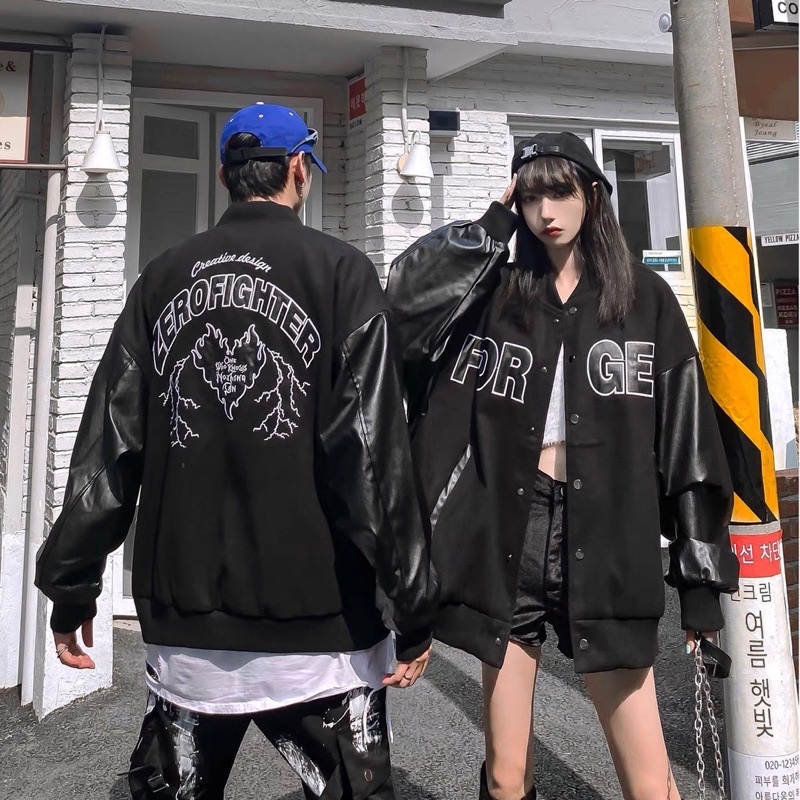 Áo khoác bomber, áo khoác forget phối tay da siêu xinh siêu chất cực kì dễ mix T13