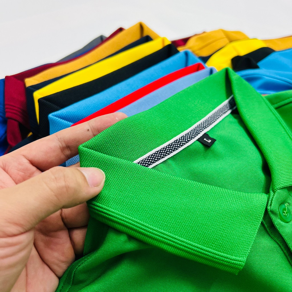 Áo thun polo 100% cá sấu 4 chiều bo gân dành cho Nam màu ĐỎ Tươi