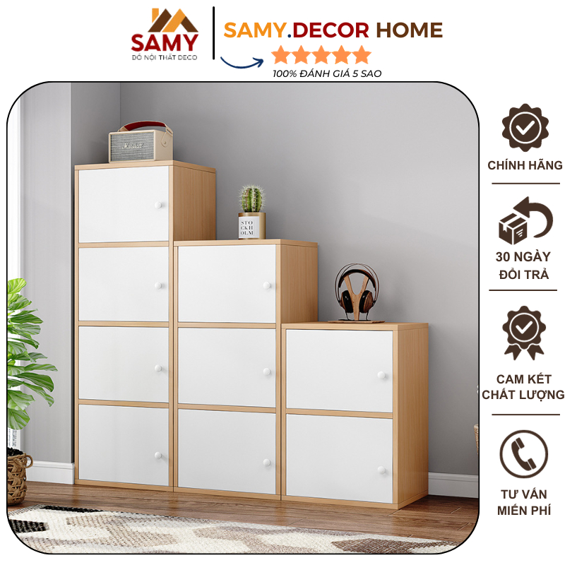 Kệ Gỗ Đồ Đa Năng Có Tủ 2 Ngăn 3 Ngăn 4 Ngăn, Kệ Đứng Đựng Đồ Phong Cách Bắc Châu,Kệ gỗ đa năng, Kệ tổ ong có tủ